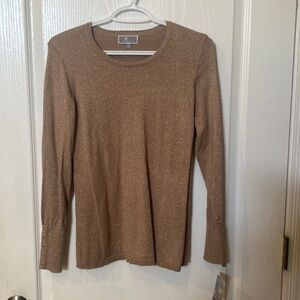 JM collection Size S gold sparkle holiday lightweight crew neck sweater